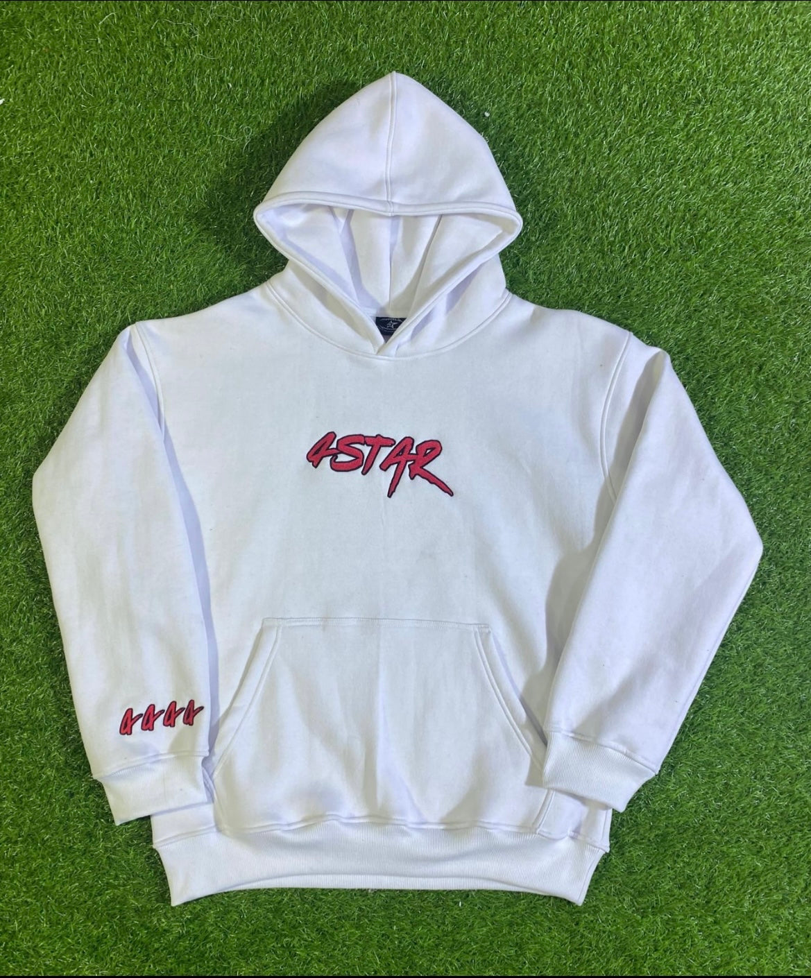 “4Star” White Embroidered Hoodie