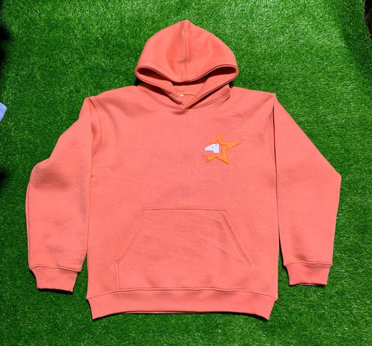 4 Star Slogan Hoodie in Pink- Puff Print