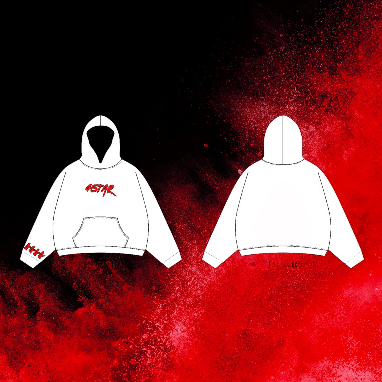 “4Star” White Embroidered Hoodie