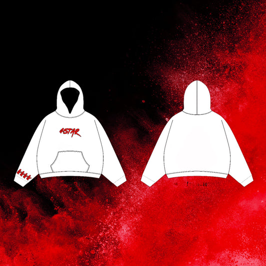 “4Star” White Embroidered Hoodie