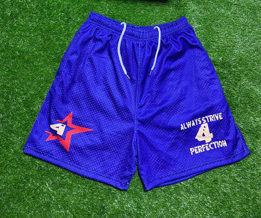 “AS4P” Navy Blue Mesh Shorts