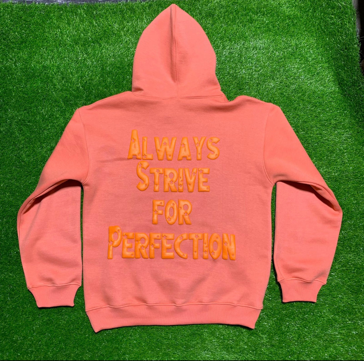 4 Star Slogan Hoodie in Pink- Puff Print